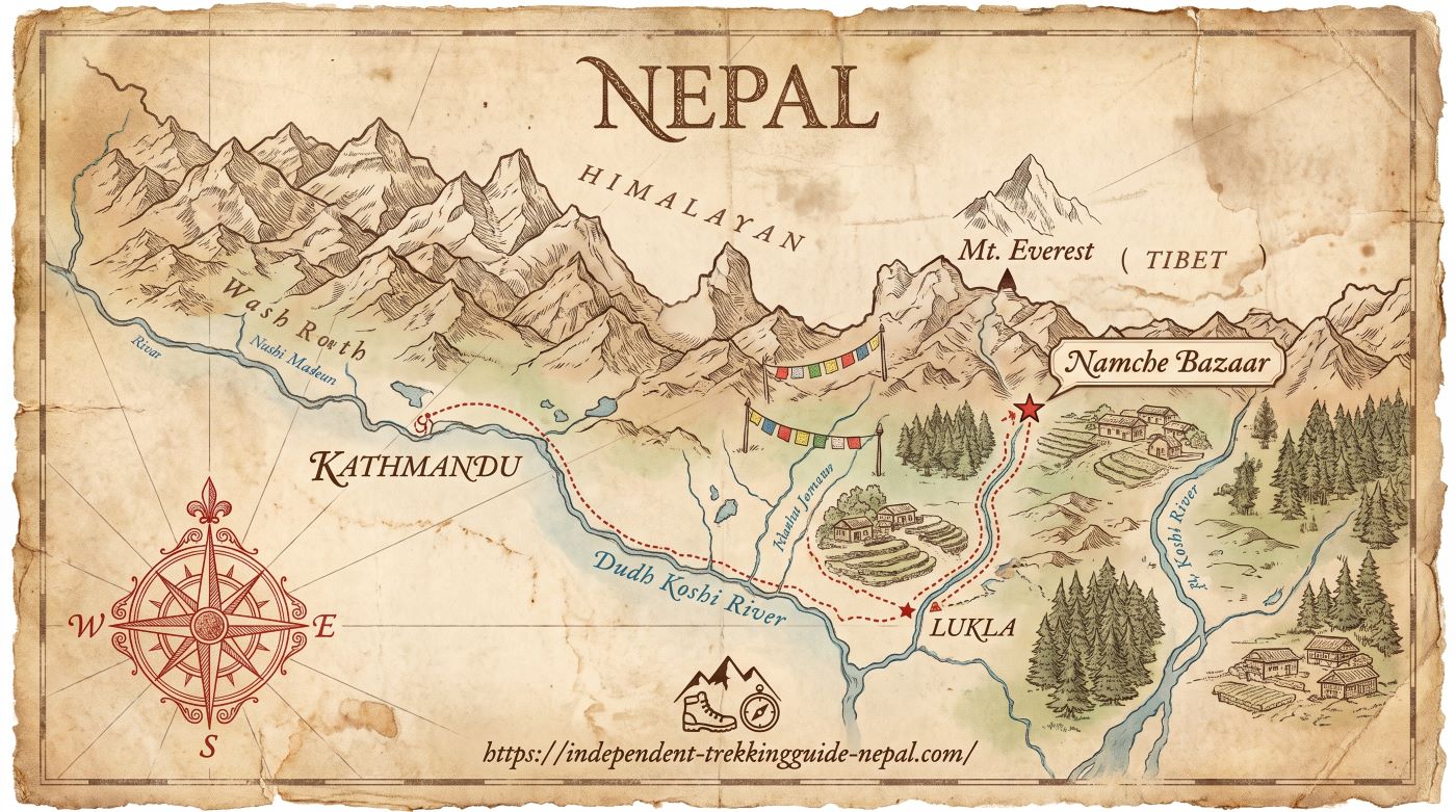 Namche Bazaar's location on a map of Nepal